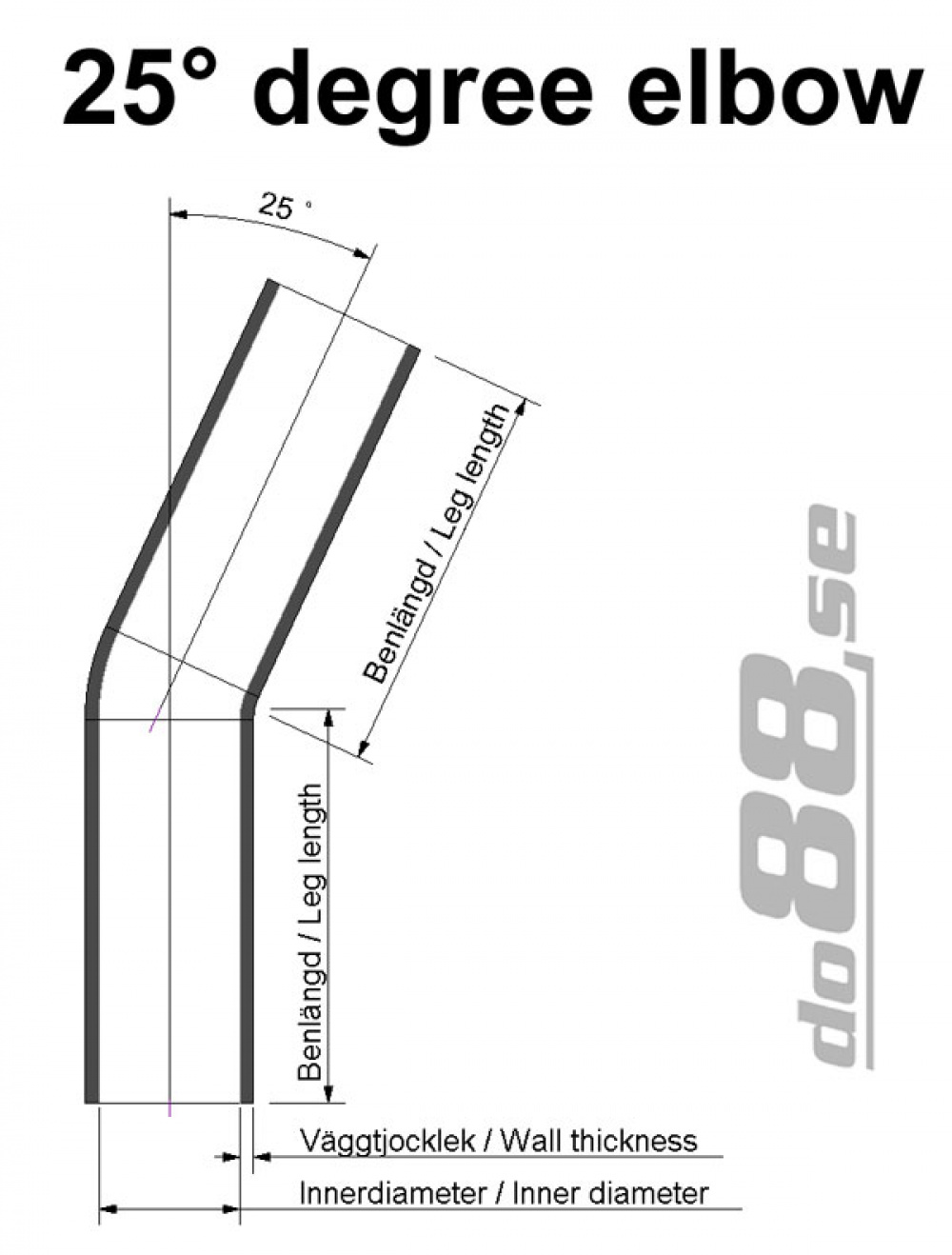 Silicone Hose Black 25 degree 2,875\'\' (73mm)