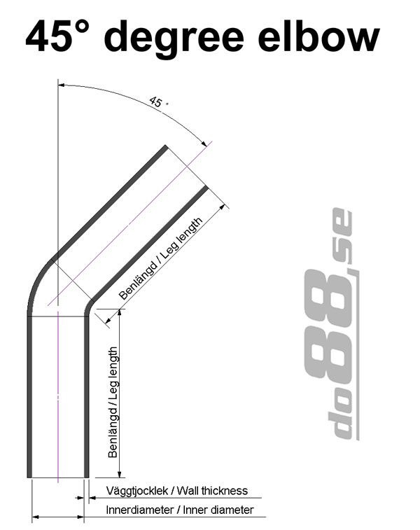 Silicone Hose Black 45 degree 3,5'' (89mm)