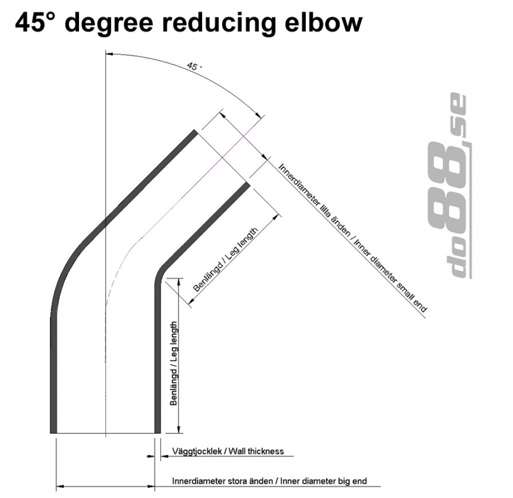Silicone Hose Black 45 degree 3,125 - 4\'\' (80-102mm)