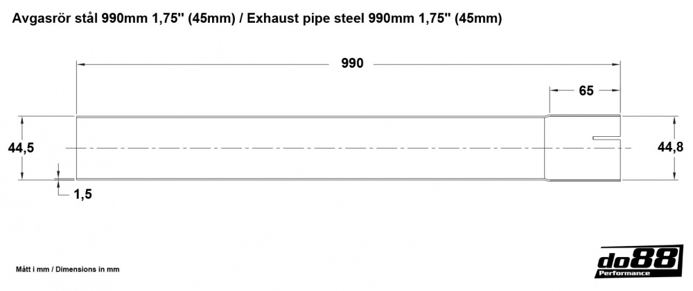 Exhaust pipe steel 990mm 1,75\'\' (45mm)