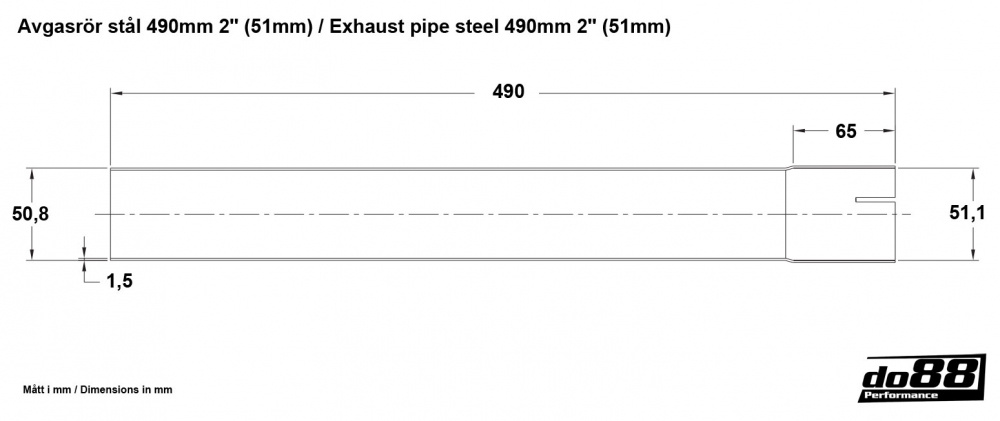 Exhaust pipe steel 490mm 2\'\' (51mm)