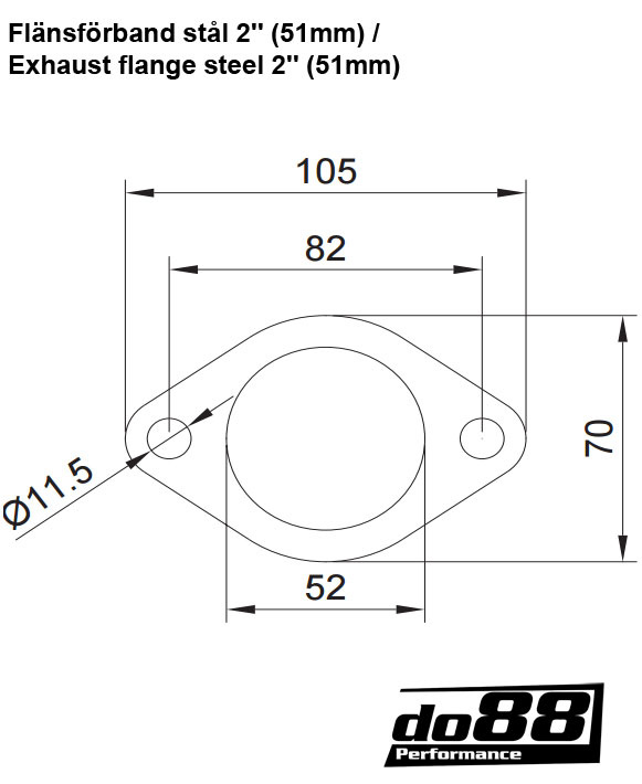 Exhaust flange steel 2'' (51mm)