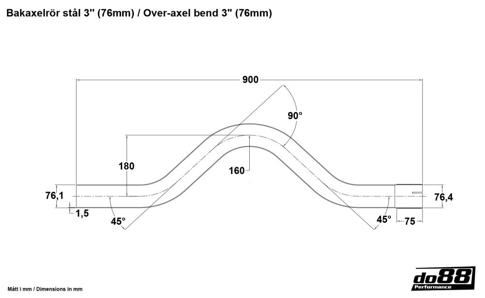 Over-axel bend steel 3'' (76mm)
