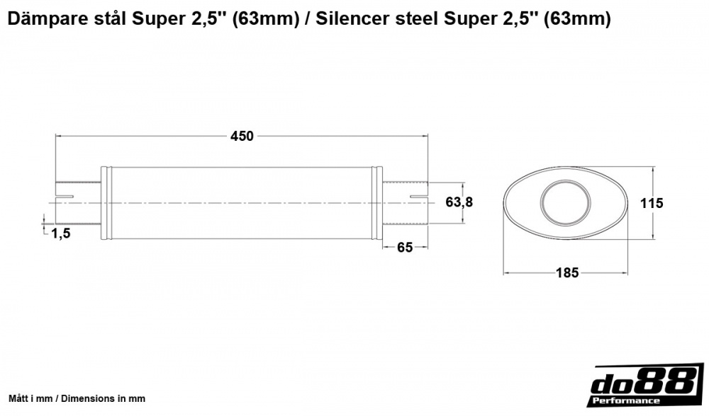 Muffler steel Super 2,5'' (63mm)