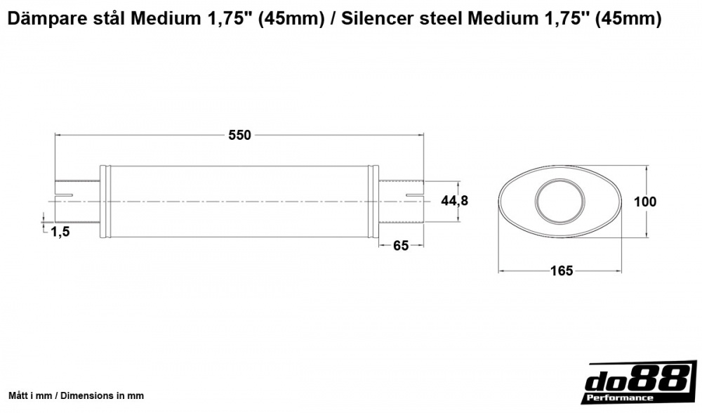 Muffler steel Medium 1,75'' (45mm)