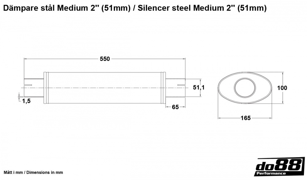 Muffler steel Medium 2'' (51mm)