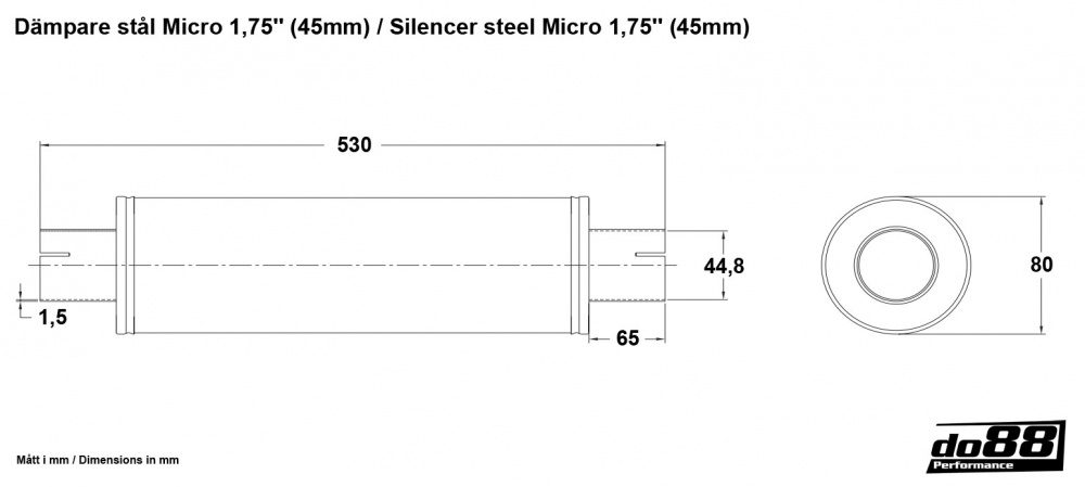 Muffler steel Micro 1,75'' (45mm)