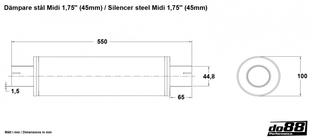 Muffler steel Midi 1,75\'\' (45mm)