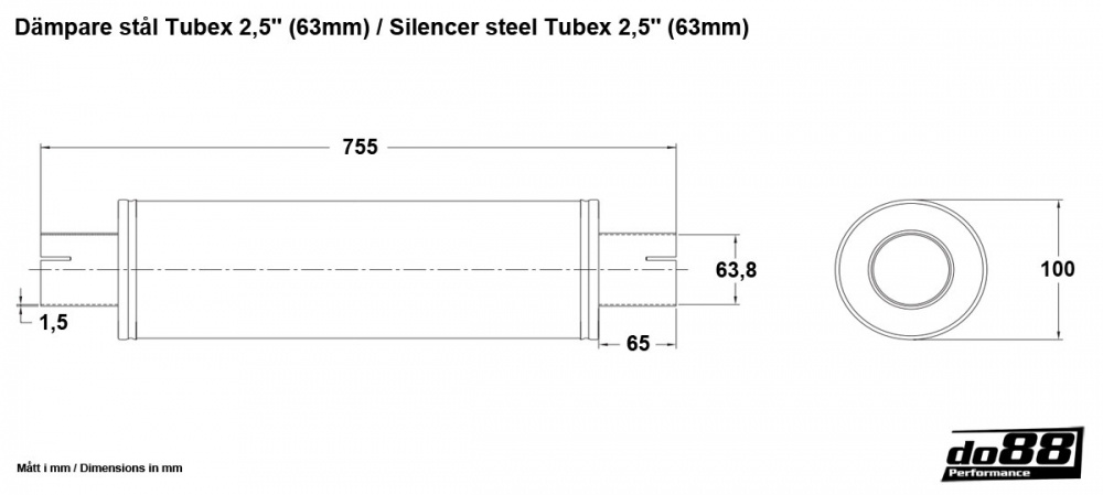 Muffler steel Tubex 2,5\'\' (63mm)