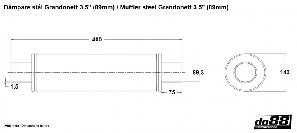 Muffler steel Grandonett 3,5\'\' (89mm)