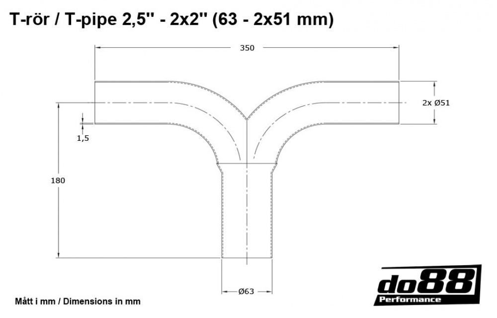 T-pipe 2,5\'\' - 2x2\'\' (63 - 2x51mm)