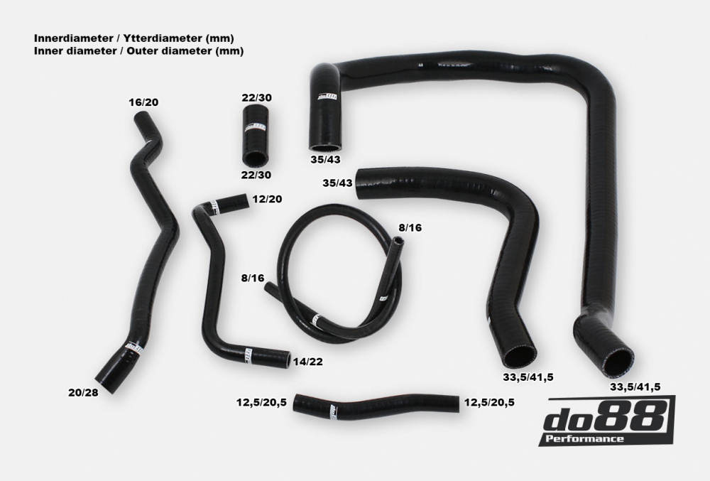 Volvo 740 760 780 940 960 D24 Coolant hoses Black